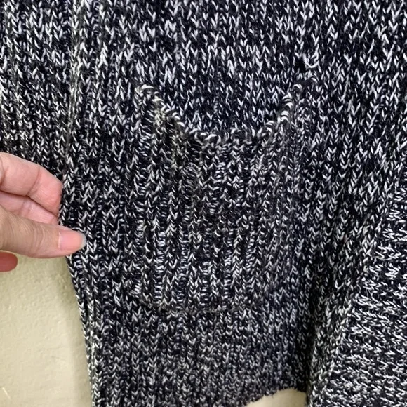 STYLE & CO Cardigan Duster Sweater Black White Marled Toggle Buttons Large - Picture 3 of 12